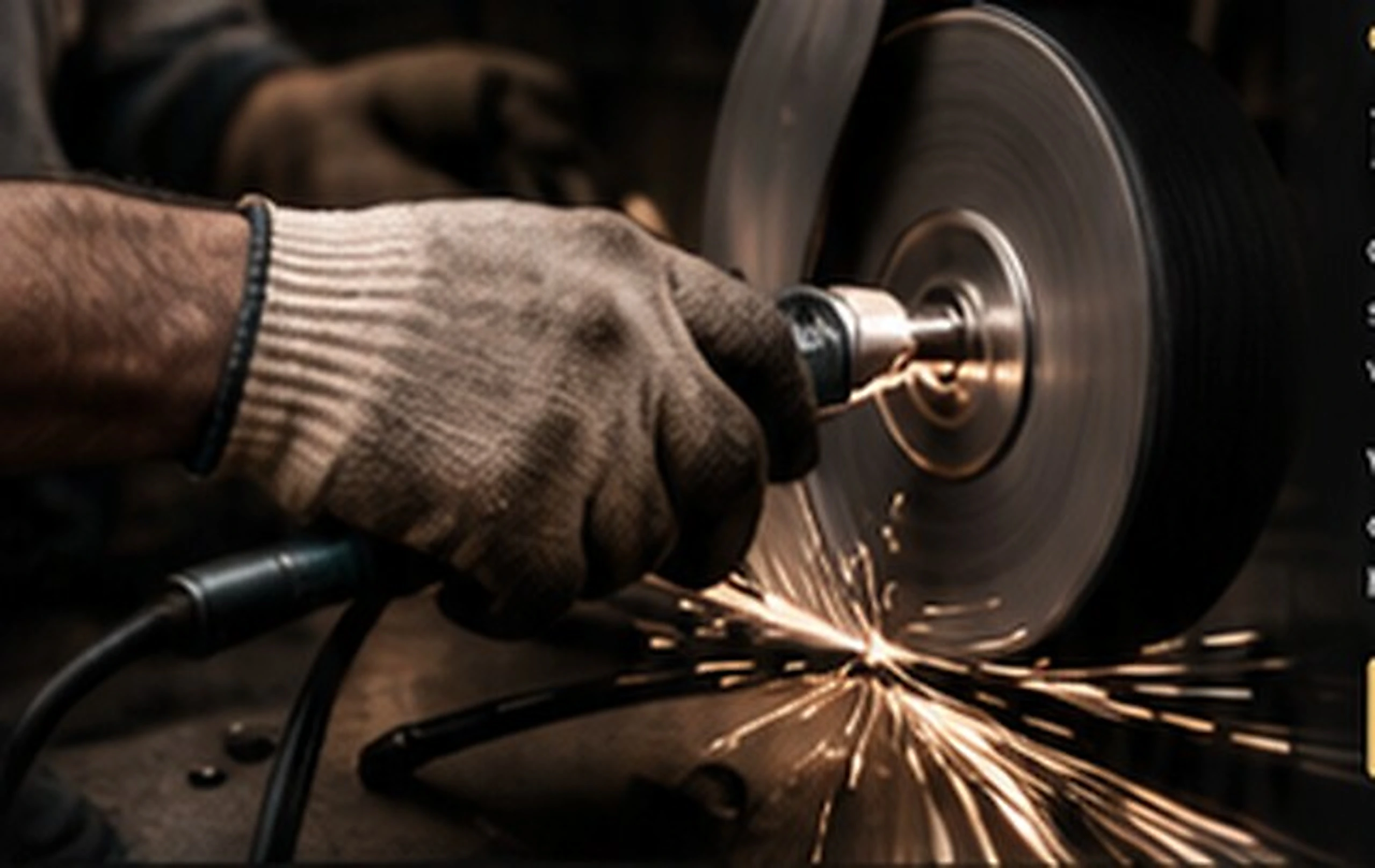 A craftsperson polishing steel in the Luxe Bondage workshop
