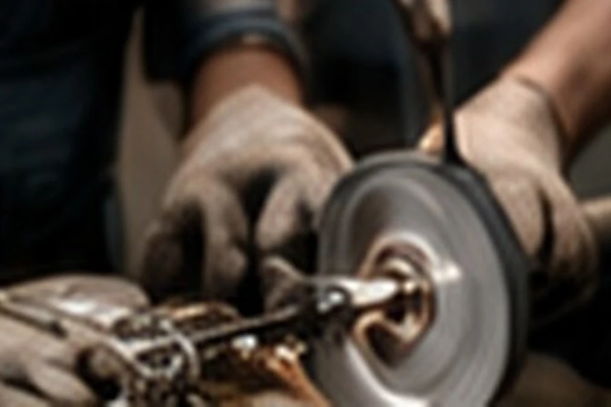 A craftsperson polishing steel hardware