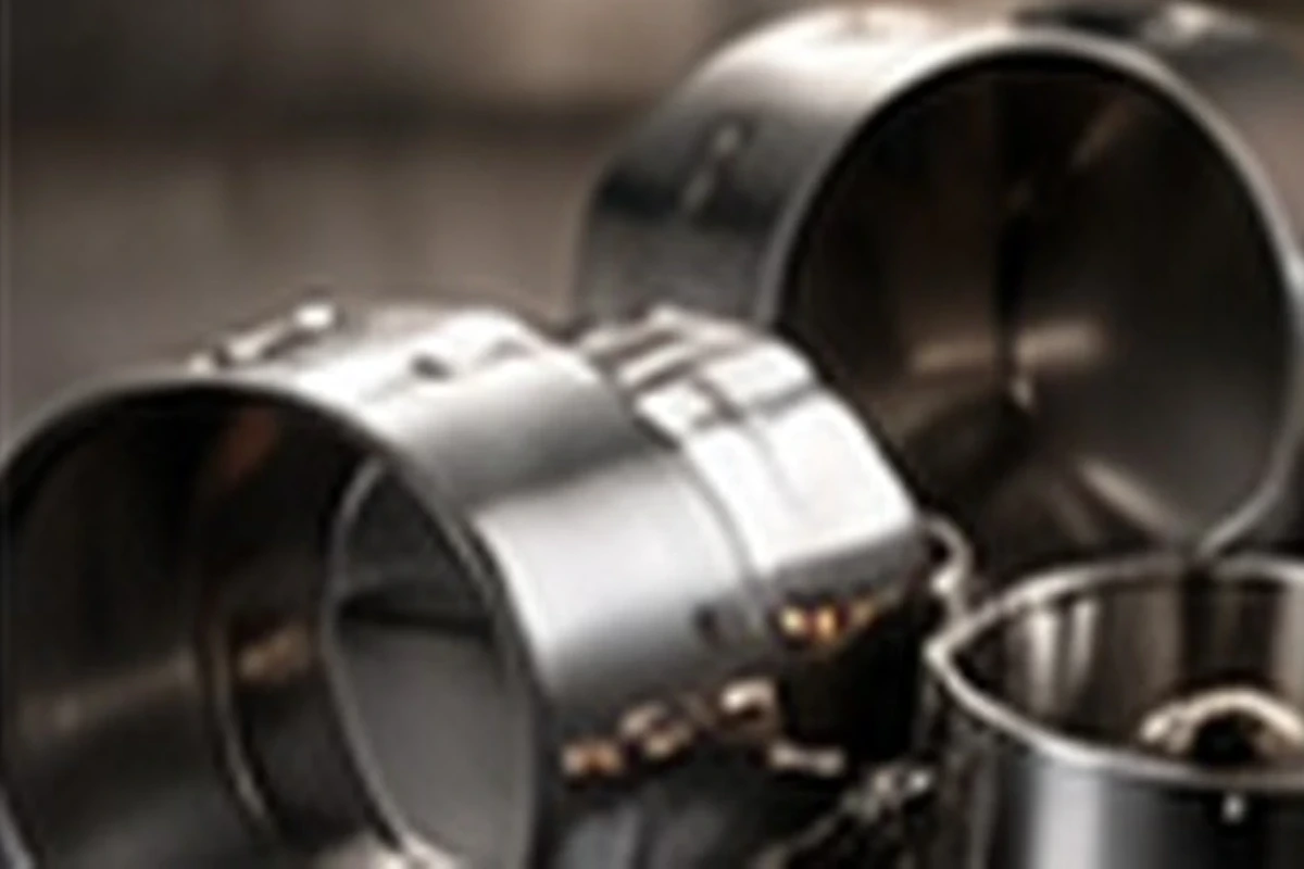 Polished steel cuffs in production