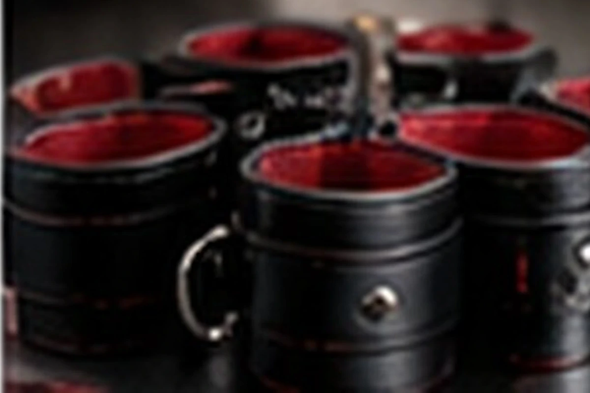 Completed leather cuffs with red lining